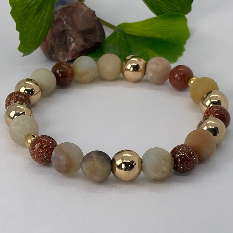 Bracelet C - Amazonite, Goldstone, Hématite dorée